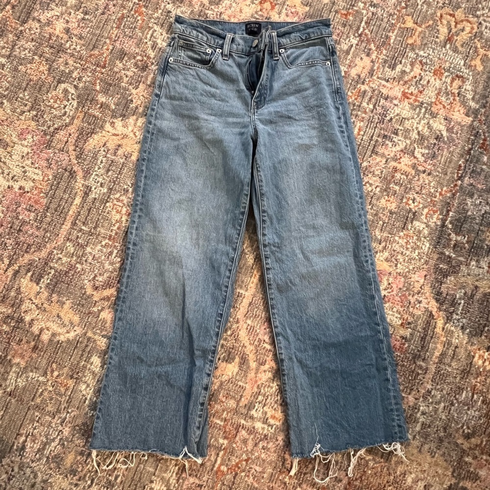 J. Crew Light Wash Cropped Wide Leg Jeans